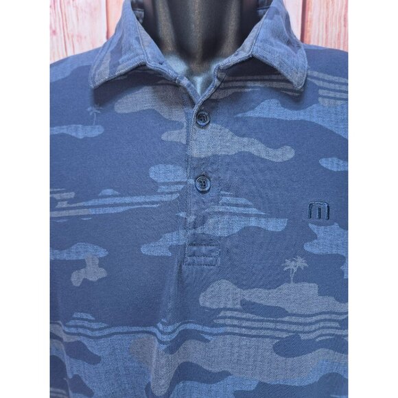 Travis Mathew Mens Navy Blue Camo Print Polo Shirt Medium - Picture 3 of 7